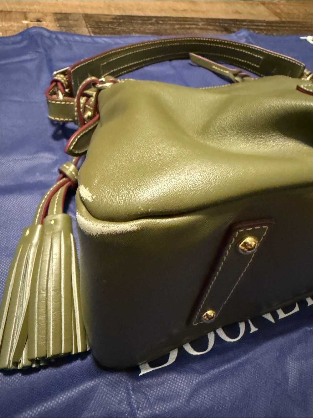 Dooney & Bourke Tassel Shoulder Bag - Olive Green - Picture 11 of 11